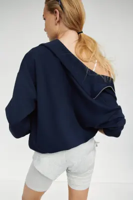 Veste de survêtement en jersey - Bleu foncé — photo 3