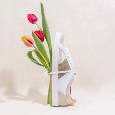 Baskets Hiba Blanc Or — photo 5