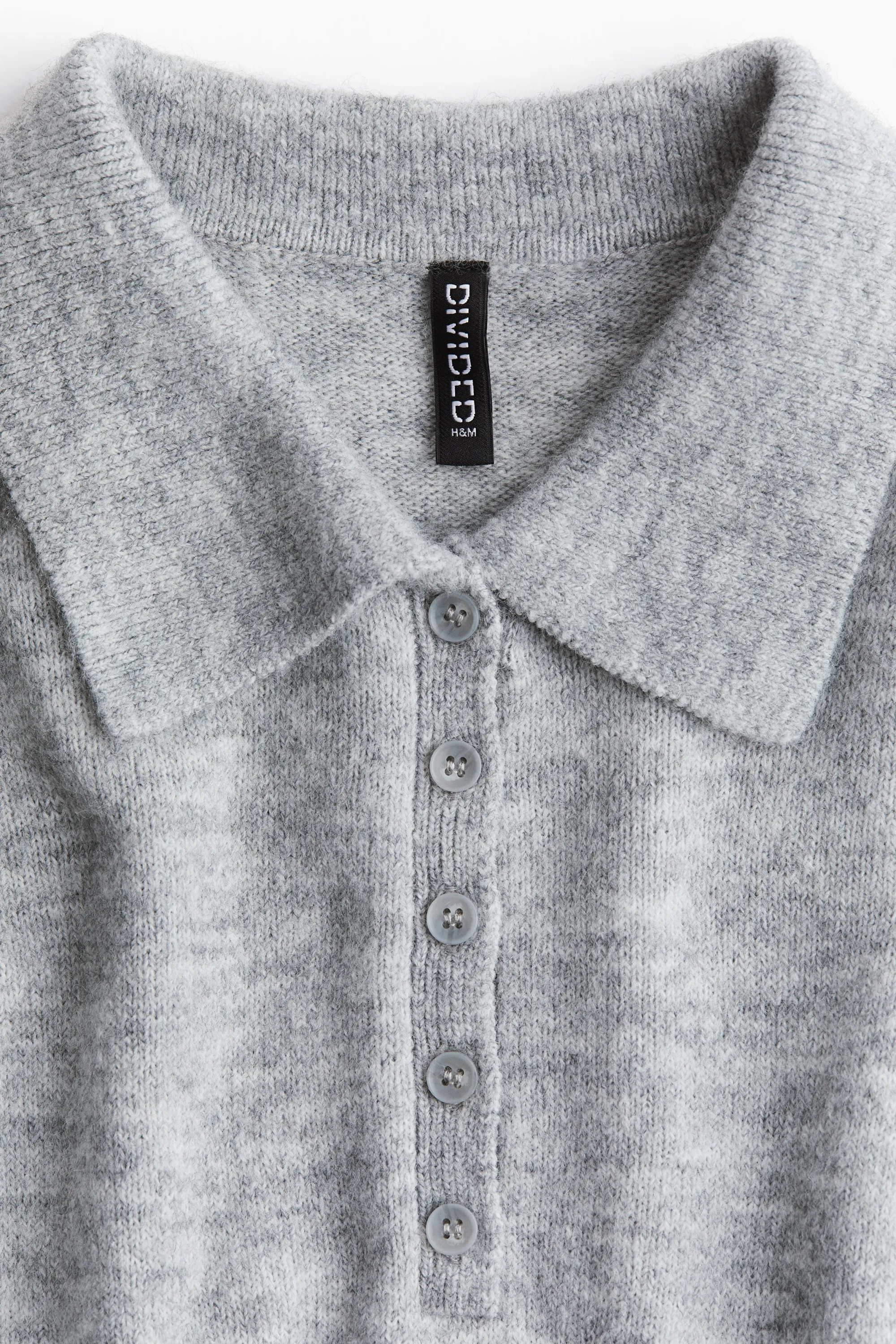 Robe polo en maille fine - Gris clair chiné