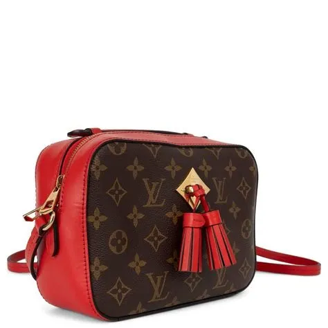 Sac saintonge coquelicot toile monogram ebene / rouge avec bandouliere