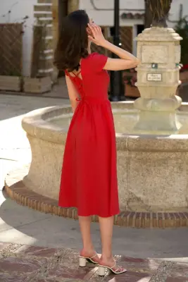Estelle Button Down Dress - Bordeaux — photo 3