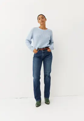 Le pull en coton - Bleu clair — photo 4
