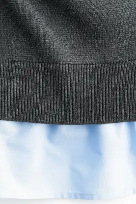 Gilet épaules nues à effet superposé - Gris foncé chiné — photo 2