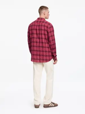 Chemise en flanelle standard - Rose foncé/Bordeaux — photo 2