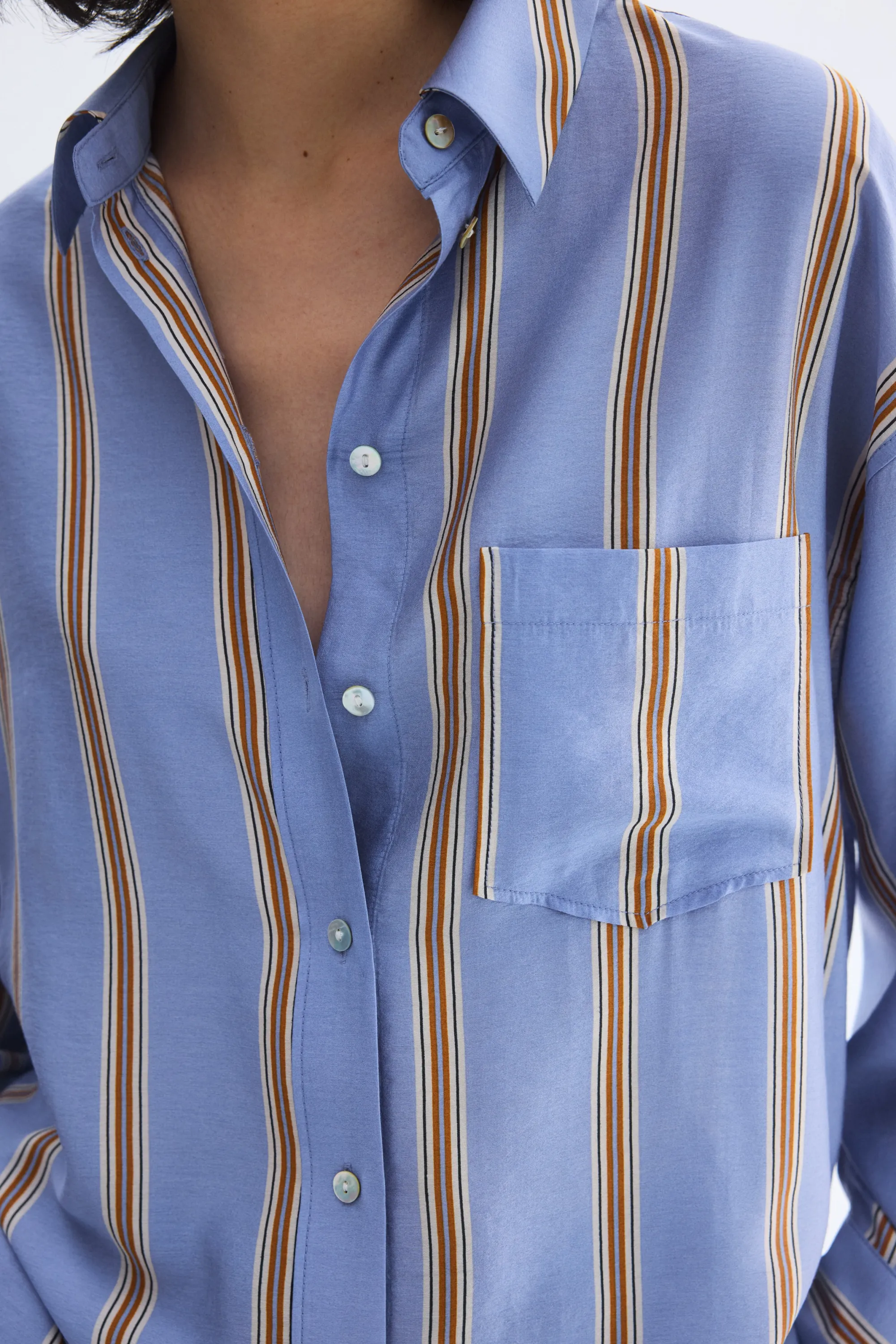 Chemise oversize - Bleu clair/rayé