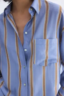 Chemise oversize - Bleu clair/rayé — photo 1