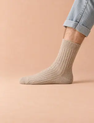 Chaussettes cachemire - Beige — photo 3