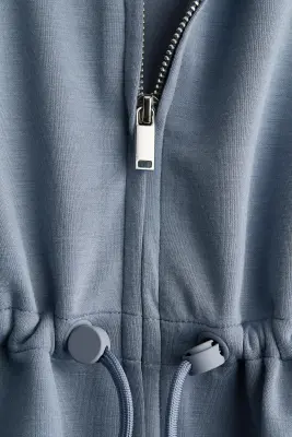 Sweat zippé avec cordon de serrage - Bleu — photo 5