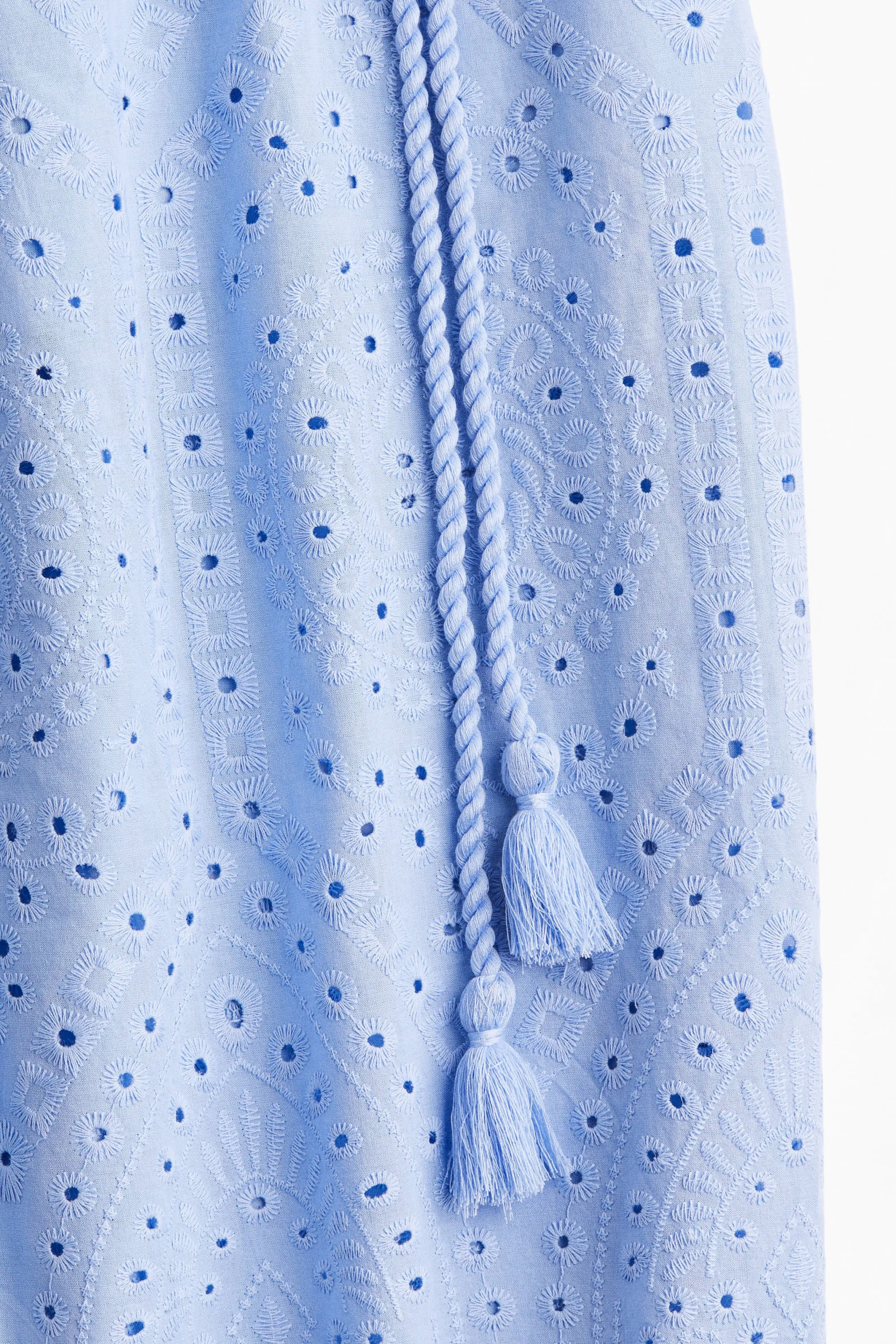 Robe chemise avec broderie anglaise - Bleu clair