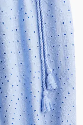 Robe chemise avec broderie anglaise - Bleu clair