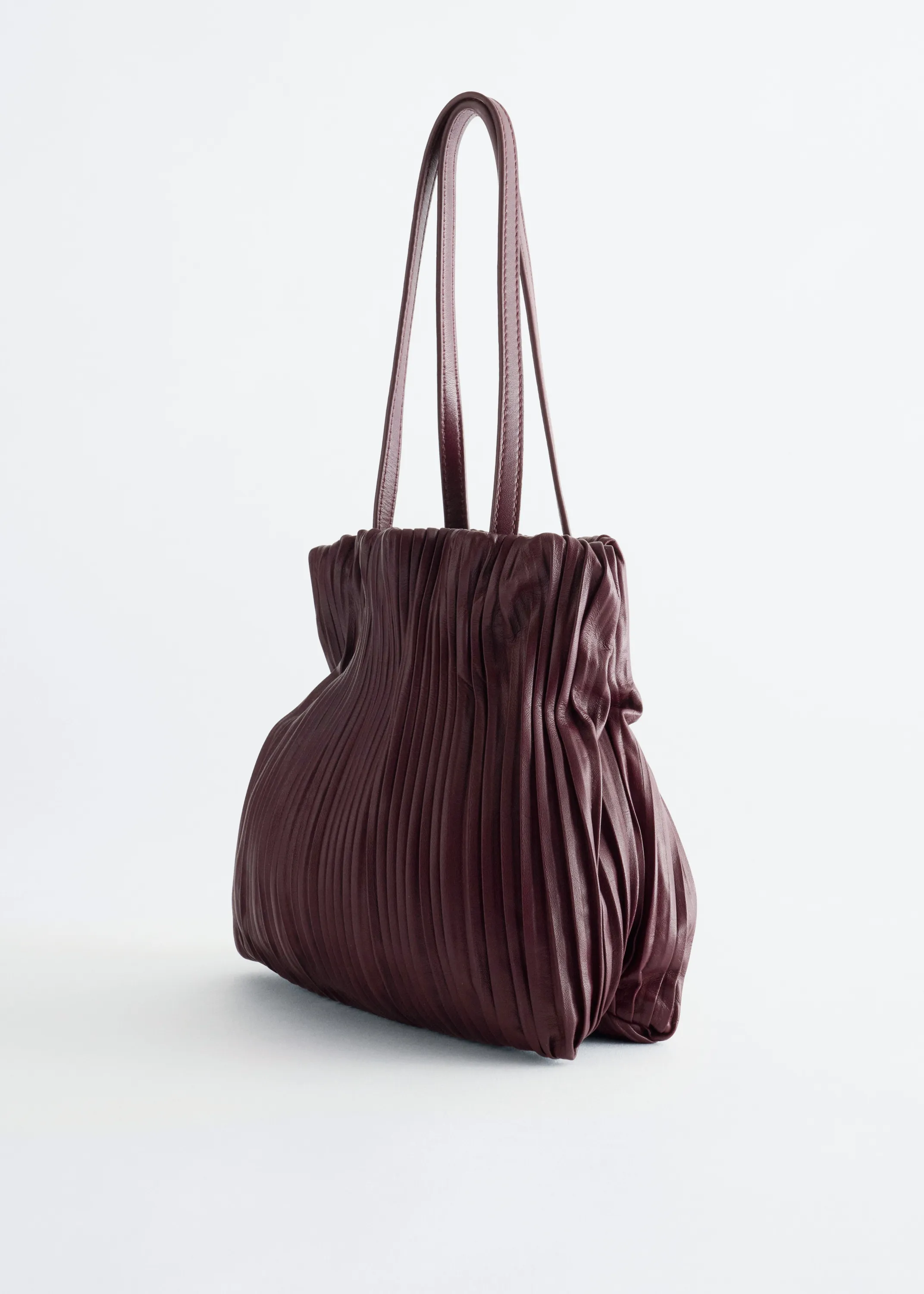 Mini sac froncé en cuir - Rouge foncé