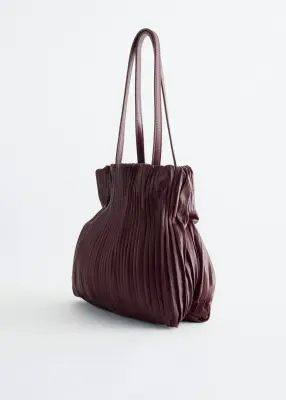 Mini sac froncé en cuir - Rouge foncé — photo 1