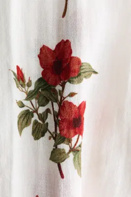 Robe en viscose mélangée avec bretelles à nouer - Crème/fleuri — photo 3