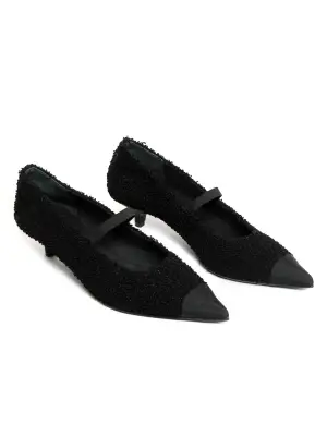 Escarpins en laine bouclée noir sigle CC doré FW 2022 Prix boutique 1200€ Taille 38 — photo 4