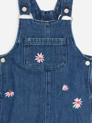 Salopette en denim brodée - Bleu moyen — photo 2