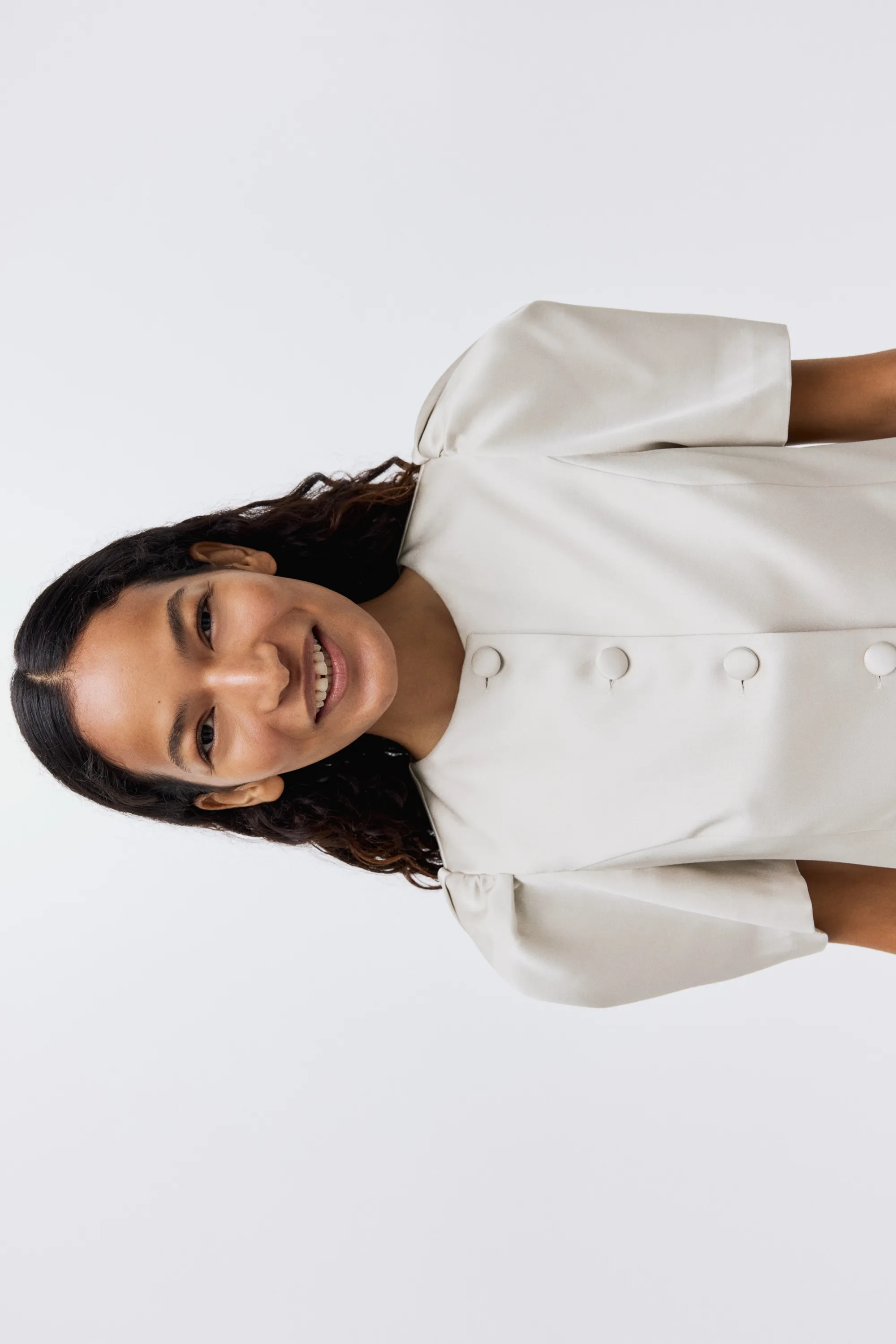 Blouse à manches bouffantes - Grège clair