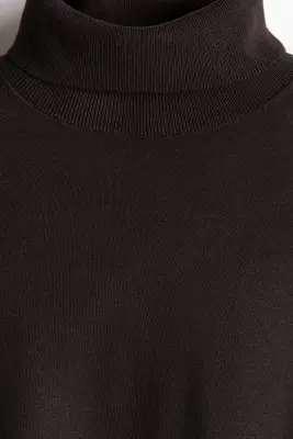Regular Fit Fine-knit polo-neck jumper - Marron foncé — photo 4