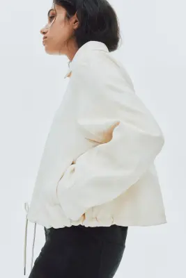 Veste en tissu gratté - Crème — photo 4