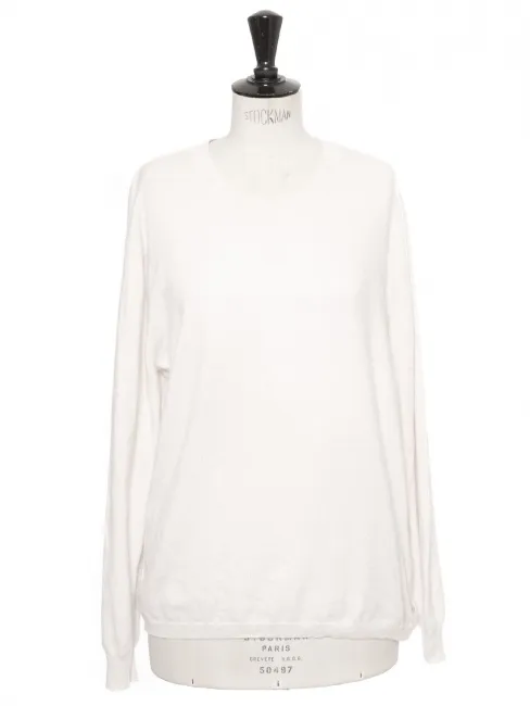 Pull col rond en cachemire et laine blanc Prix boutique 250€ Taille L