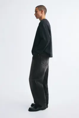 Baggy Jeans - Gris denim foncé délavé — photo 4