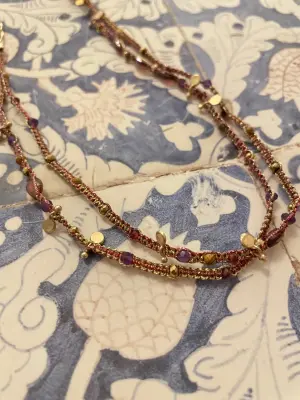 Nouveau ! ROOM SERVICE JEWELRY Bracelet Multitours Kashaya Gold Bordeaux — photo 2