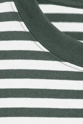 T-shirt ample à manches longues - Vert/blanc rayé — photo 3
