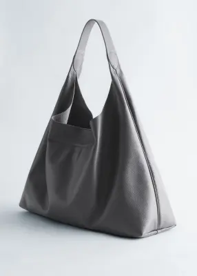 Sac cabas extra large en cuir - Gris foncé — photo 3