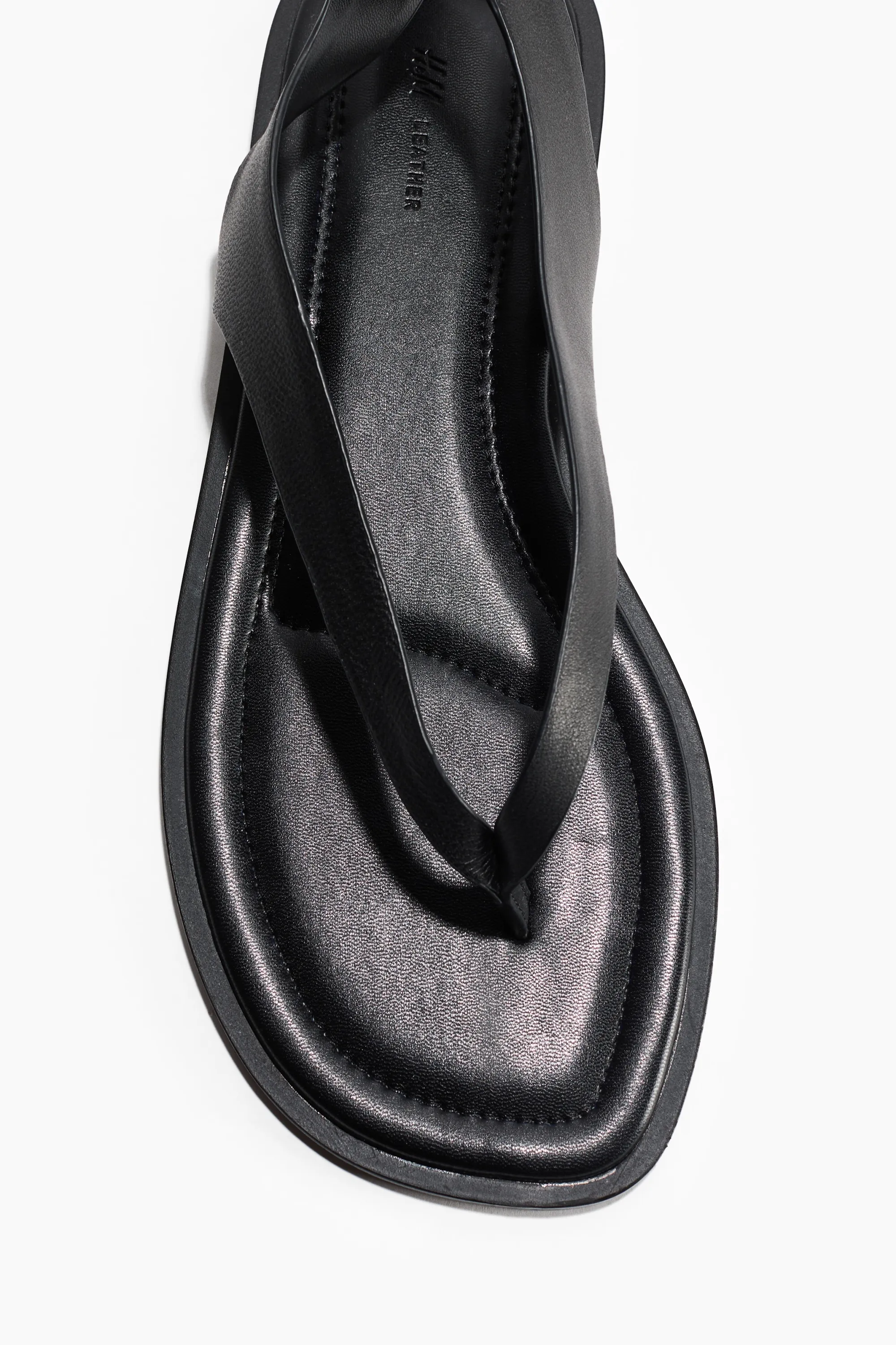Sandales en cuir avec détail à nouer - Noir