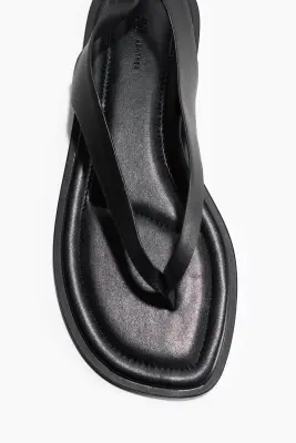 Sandales en cuir avec détail à nouer - Noir — photo 1