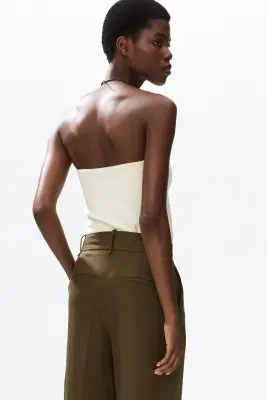 Pantalon chic à jambes larges - Vert kaki foncé — photo 4