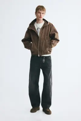 Veste workwear à capuche en coton - Marron délavé — photo 1