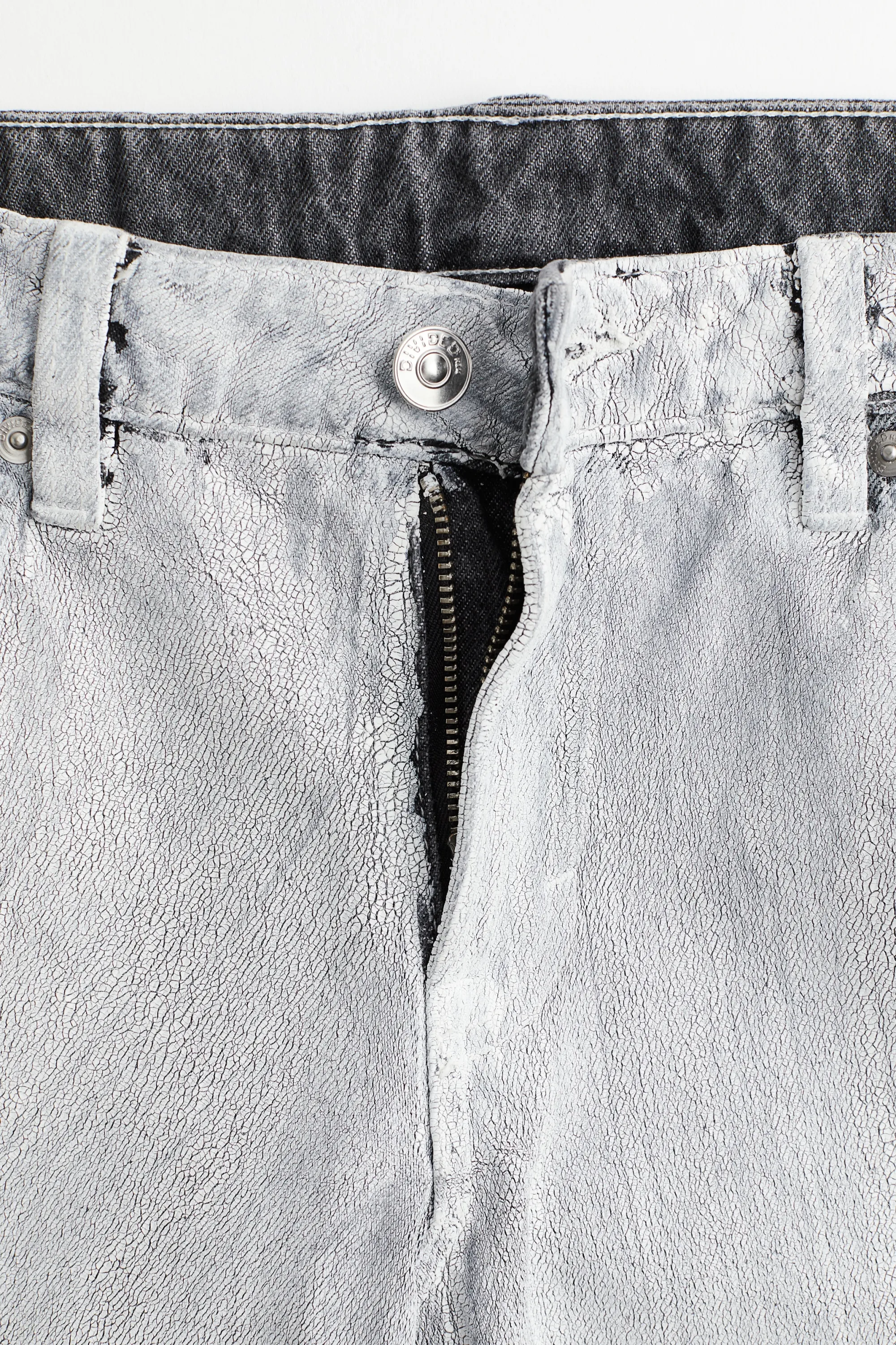 Pantalon en twill à l'aspect craquelé - Gris clair
