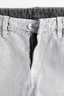 Pantalon en twill à l'aspect craquelé - Gris clair — photo 1