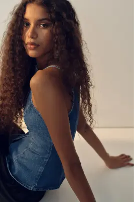 Gilet sans manches en denim - Bleu denim — photo 2