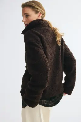 Veste en tissu Teddy bear - Marron foncé — photo 4