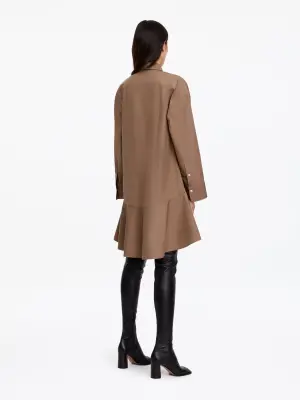 Robe-chemise péplum en coton - Taupe foncé — photo 1
