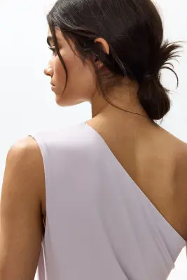 Robe asymétrique à effet drapé - Violet clair — photo 2