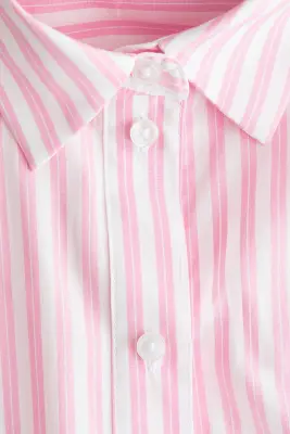 Chemise oversize en popeline - Rose/rayé — photo 2