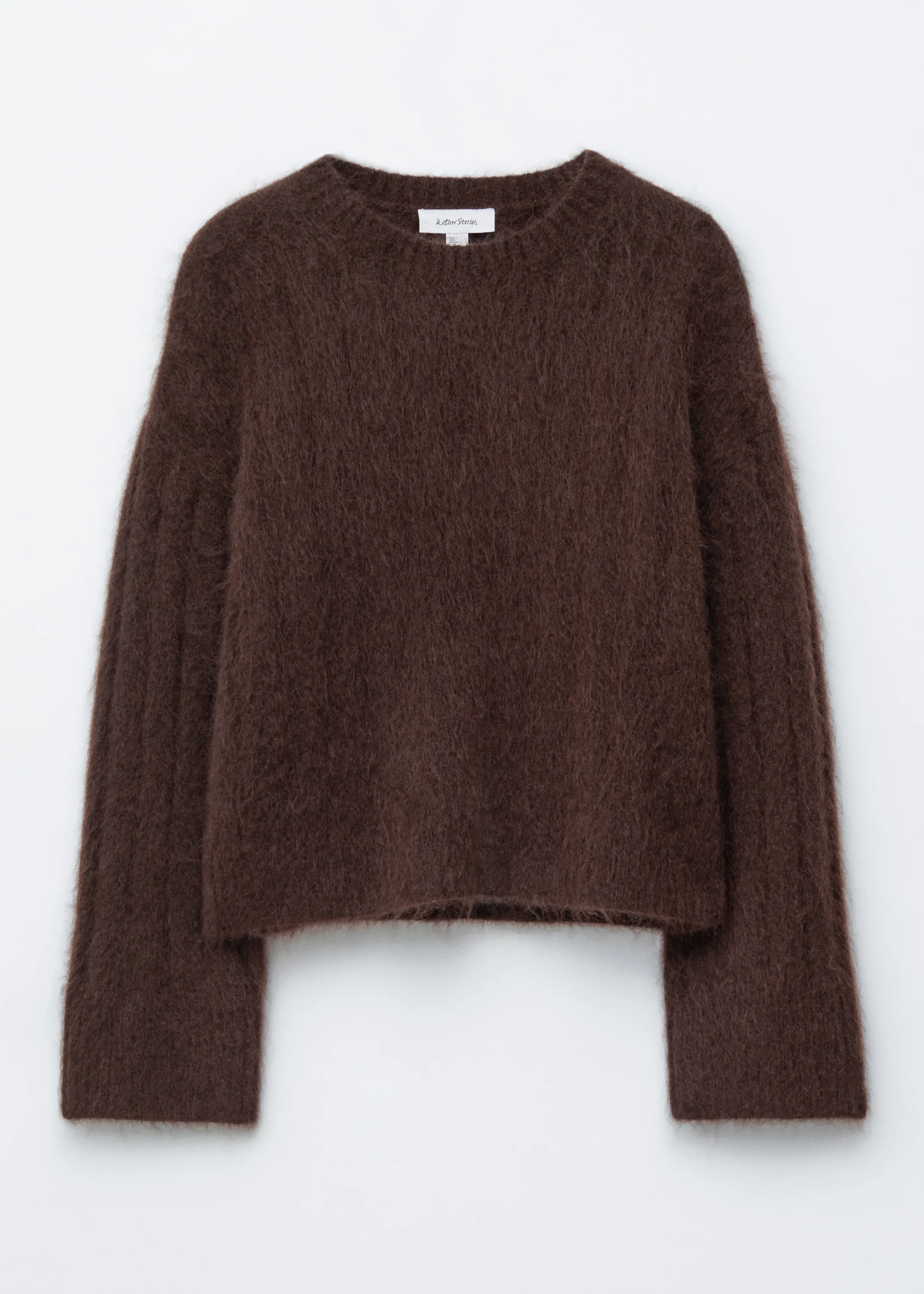 Pull côtelé en mohair mélangé - Marron foncé