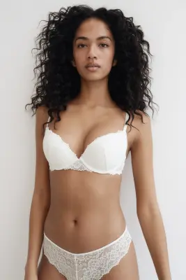 Soutien-gorge super push-up en dentelle - Blanc — photo 1