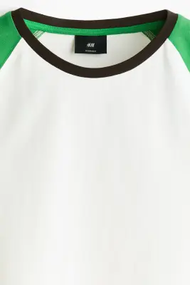 T-shirt à manches longues Relaxed Fit en coton - Crème/color block — photo 4