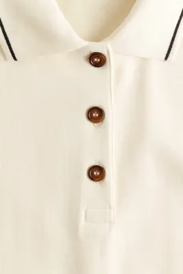Polo en coton mélangé - Crème — photo 3