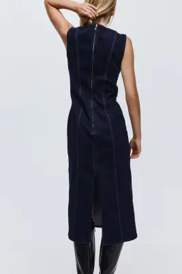 Robe sans manches en denim - Bleu denim foncé — photo 3