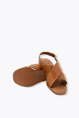Sandales en cuir effet croco — photo 4