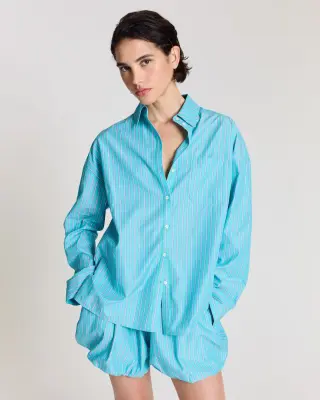 Chemise Hector rayures turquoise — photo 1