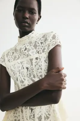 Top péplum en dentelle - Crème — photo 4