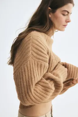 Rib-knit jumper - Beige foncé — photo 3