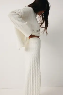 Pantalon en maille torsadée - Blanc — photo 3