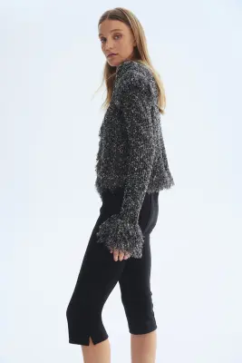 Gilet frangé - Noir chiné — photo 3