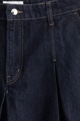 Jupe plissée en denim - Bleu denim foncé — photo 2